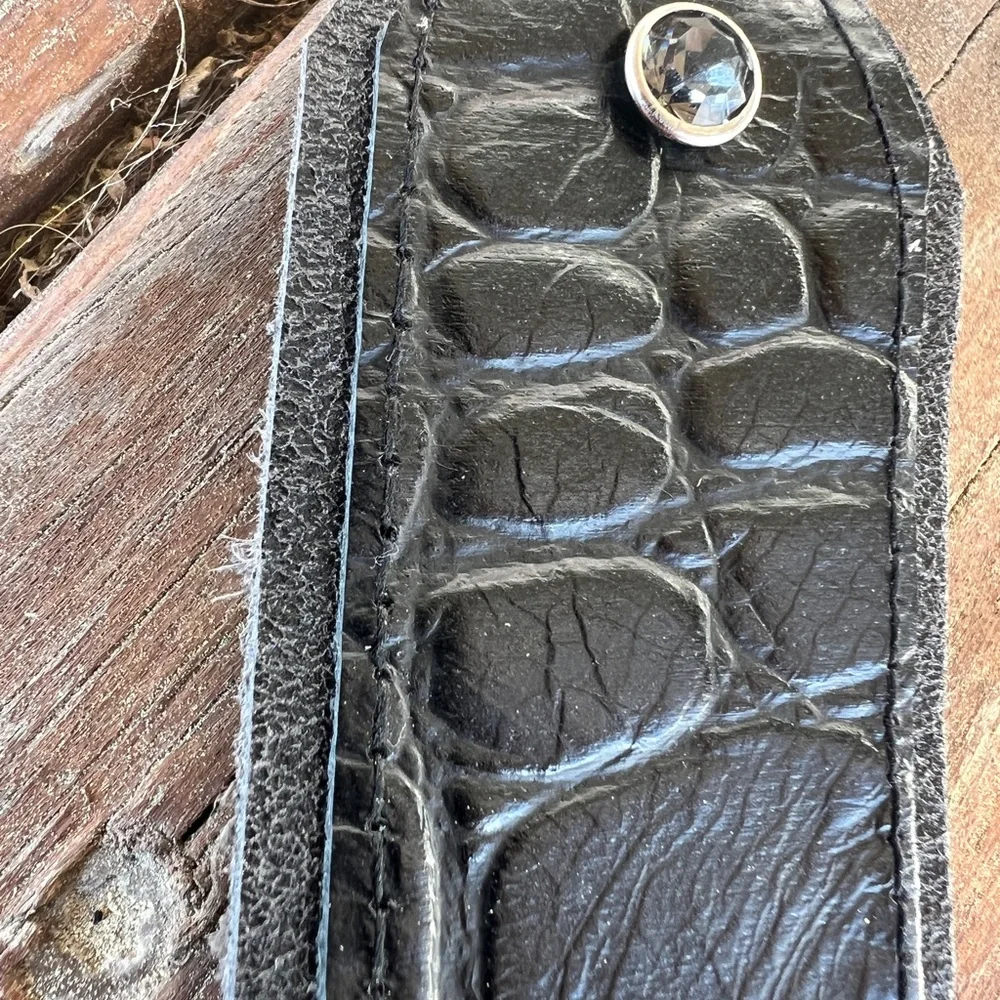 Black alligator Croc Leather apple Watch Band similiar 2 sparkle